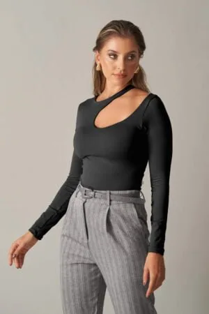 Blusa Amy Manga Longa Preto
