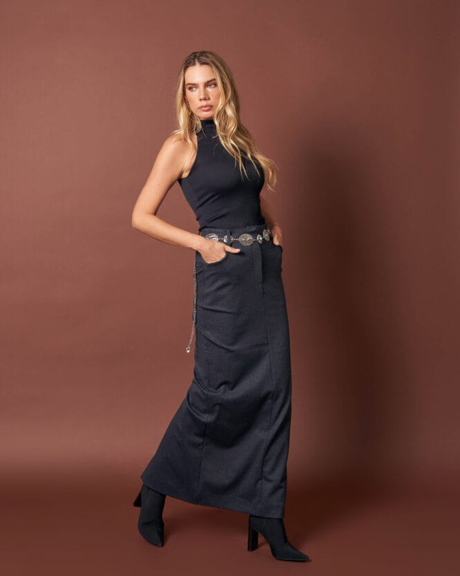 Blusa Safira PRETO Saia Cindy DENIM (5)