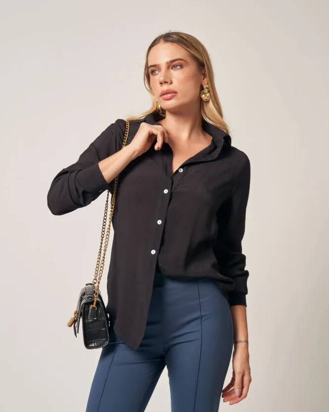 Camisa Val PRETO e Calça Flavia PETROLEO (1)