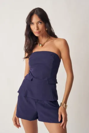 Blusa sem Alça Fabiola Mar Profundo